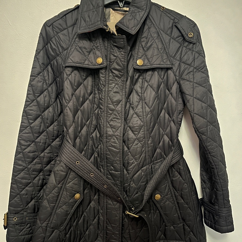 Burberry Quilted Black Jacket Coat Small